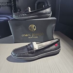 MARC JOSEPH New York Atlantic Black Grainy Patent Leather‎ Penny Loafer Womens 6